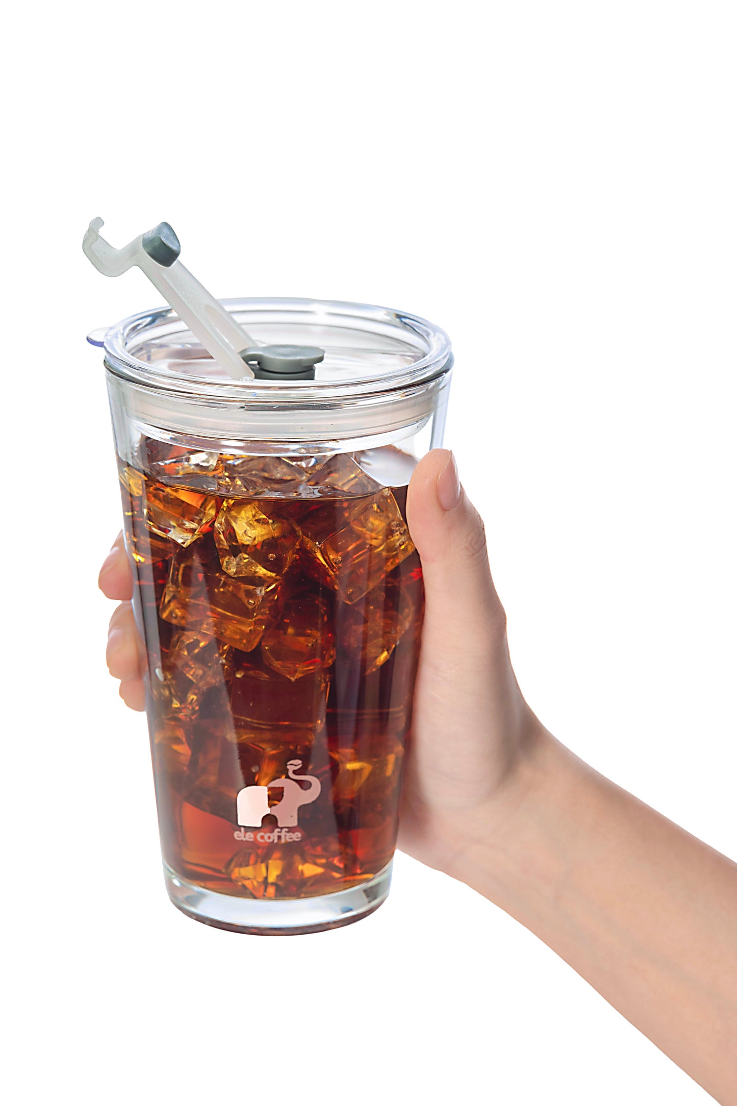 ELE Glass Tumbler with Lid & Straw