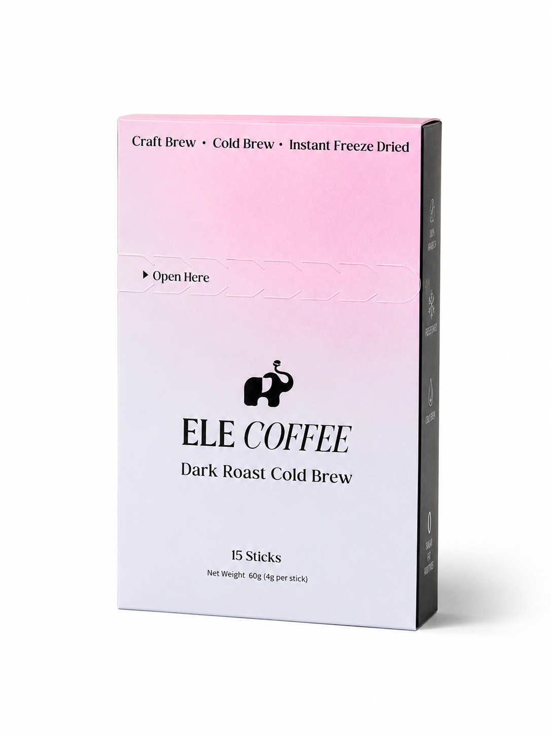ELE COFFEE Freeze-Dried Cold Brew Coffee Packets– Dark Roast (15 Sticks)