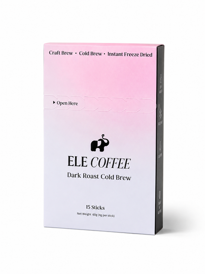 ELE COFFEE Freeze-Dried Cold Brew Coffee Packets– Dark Roast (15 Sticks)